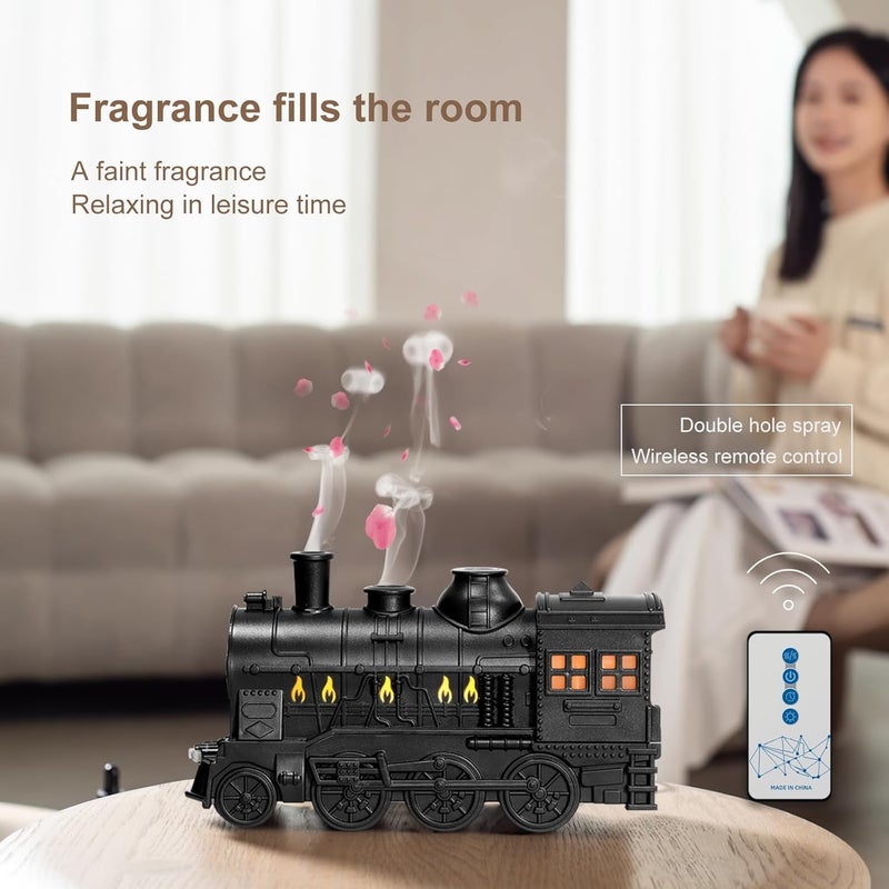 ELTRAZONE Decorative Train Shaped Diffuser  300ml Aromatherapy with Dual Light Settings – Black Color - Image 2